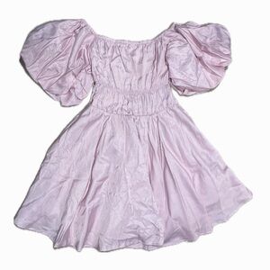 Pink Puff Sleeve Mini Dress